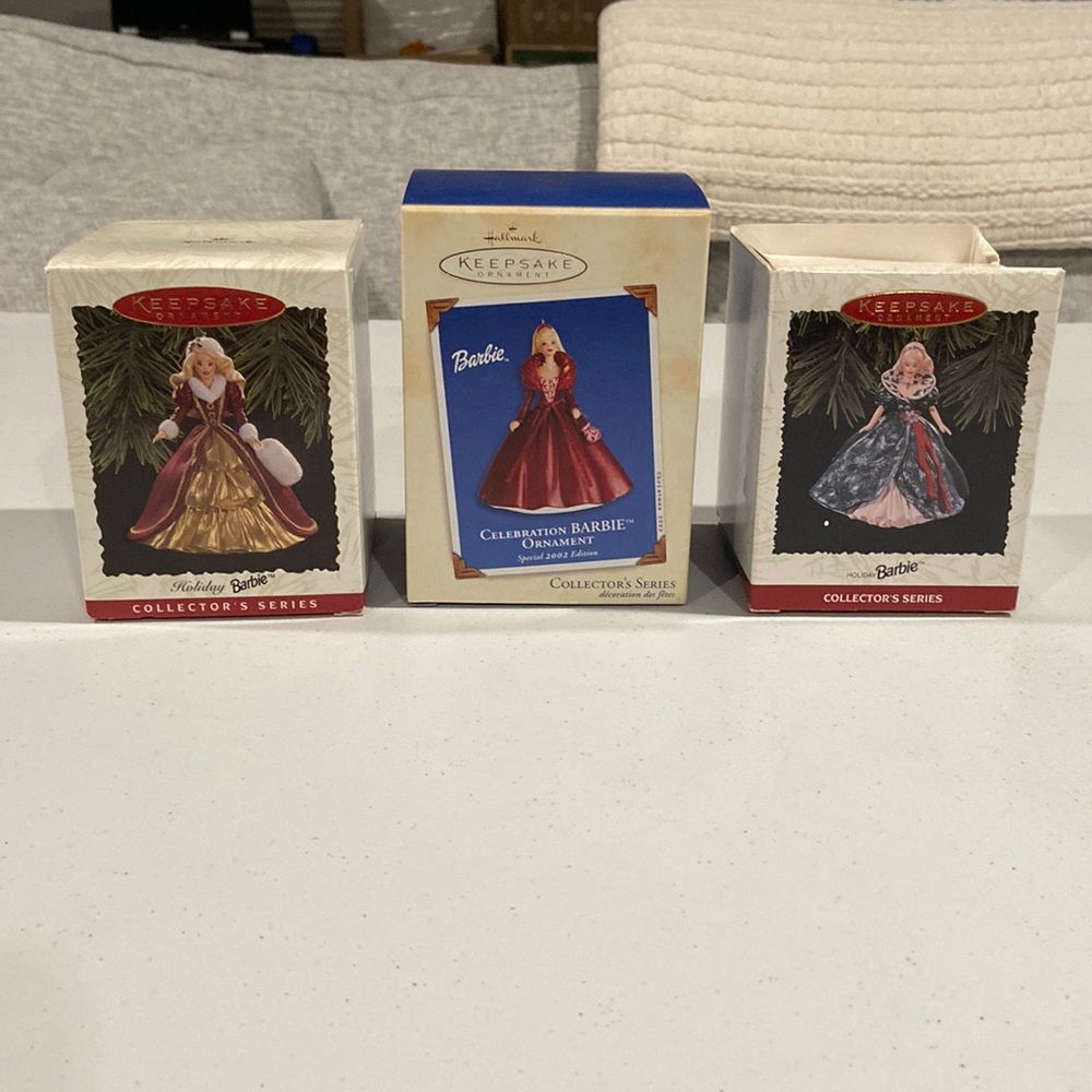 Lot of 3 Holiday Barbie Ornaments